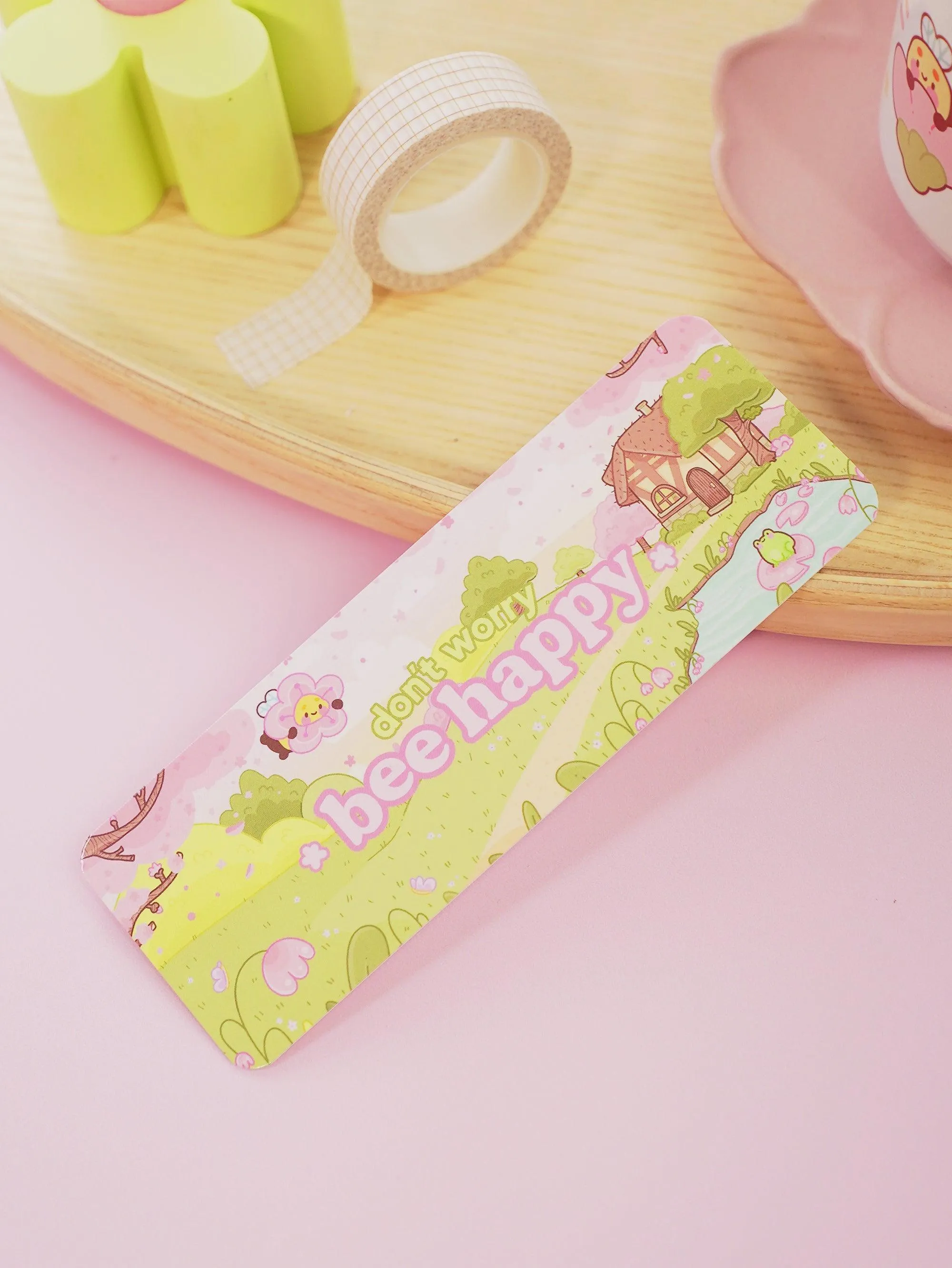 Bumblebutt "Don’t Worry Bee-Happy" Bookmark | Cute Kawaii Character & Inspirational Quote | Adorable Reading Accessory