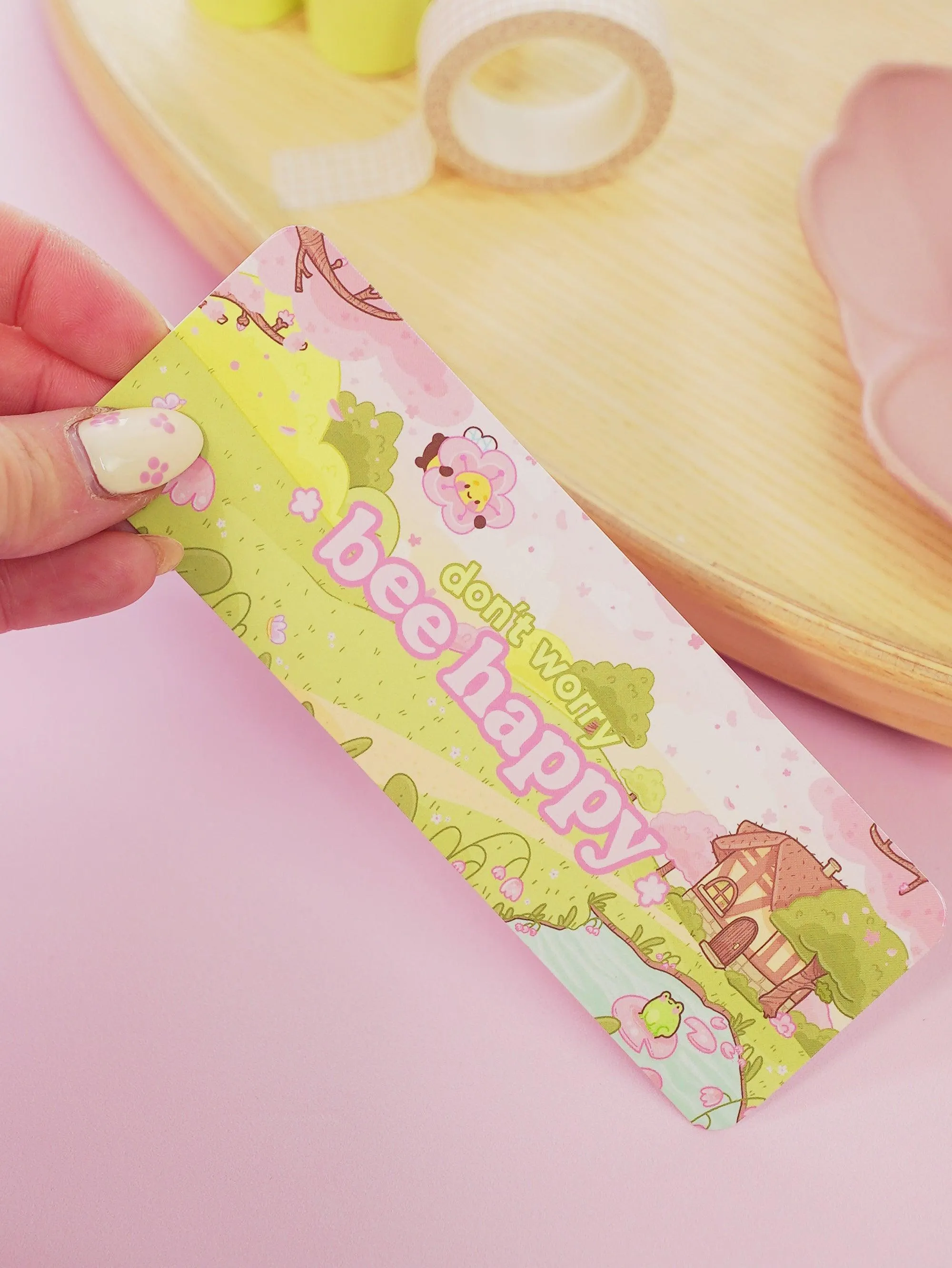 Bumblebutt "Don’t Worry Bee-Happy" Bookmark | Cute Kawaii Character & Inspirational Quote | Adorable Reading Accessory