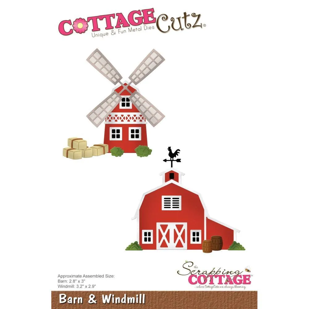 CottageCutz Die Barn & Windmill 3.8inch To 3.2inch*