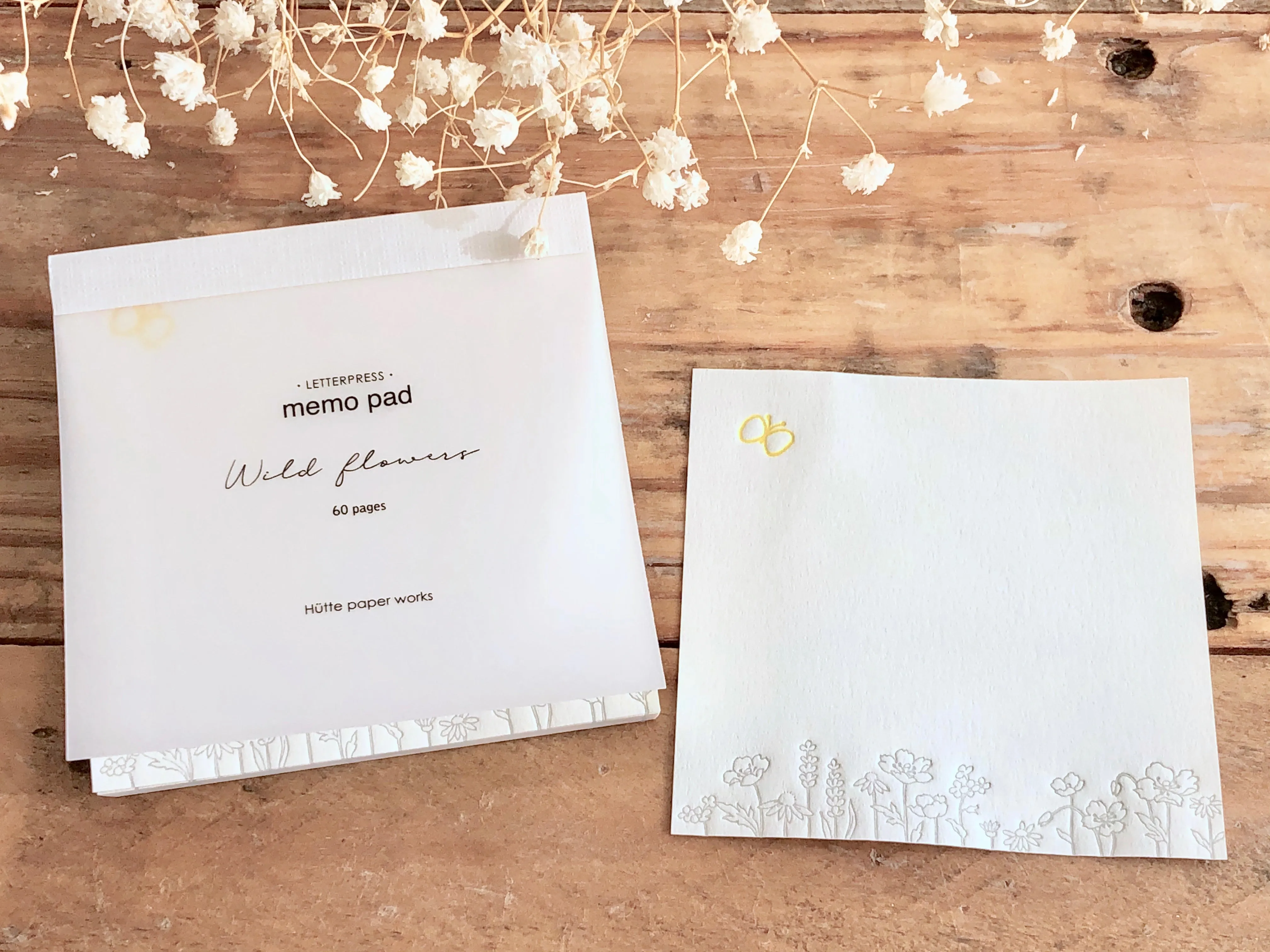 High Quality Botanical Garden Letterpress Memo Pad - Wildflowers & Butterflies