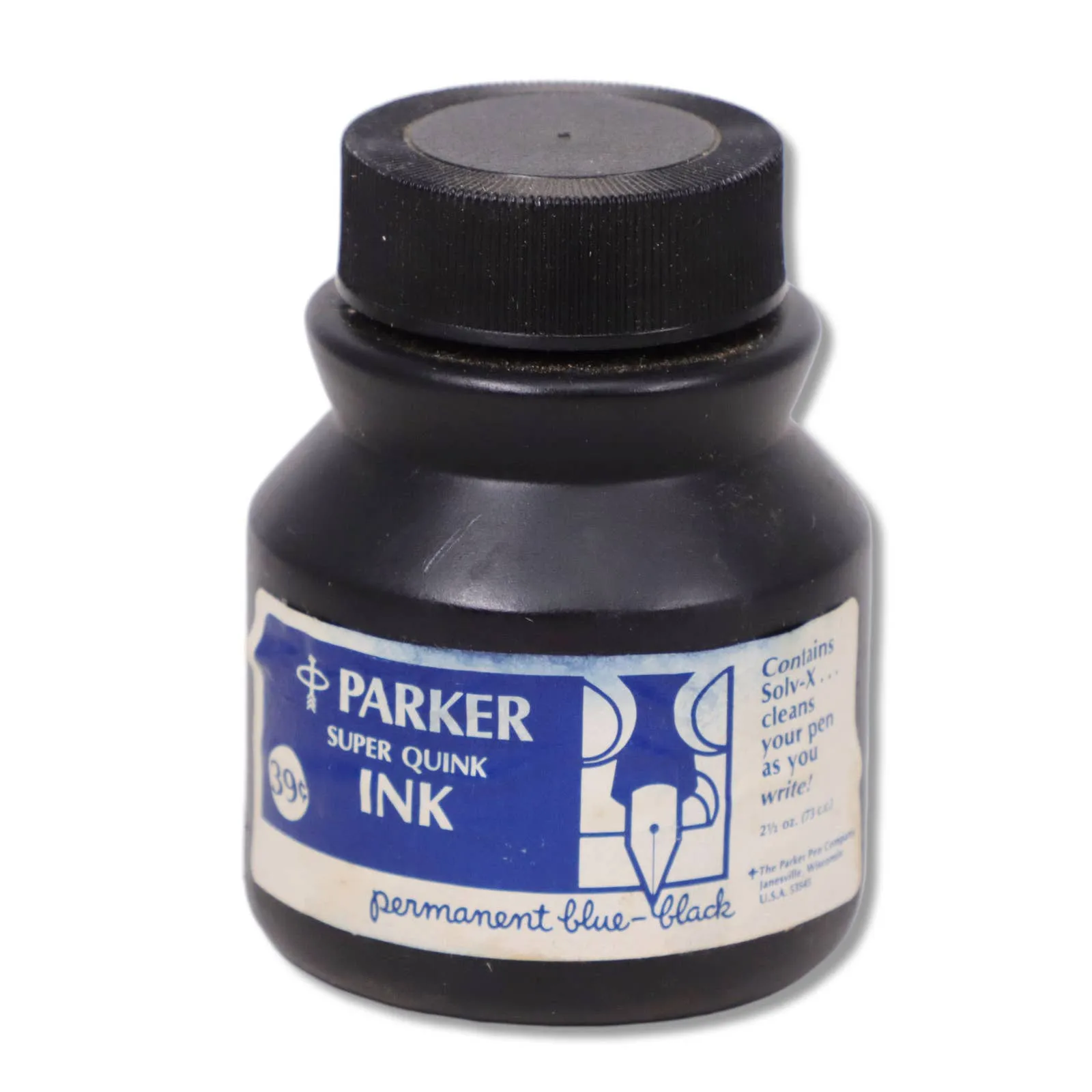 Parker Super Quink Ink Permanent Blue-Black Full 2.5oz Bottle 2.5oz 39 cents